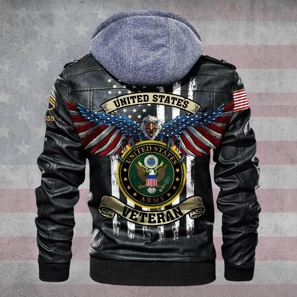 Premium Custom US Army Leather Jacket, Gifts For Army Veteran, Gifts On Father's Day, Veterans Day.