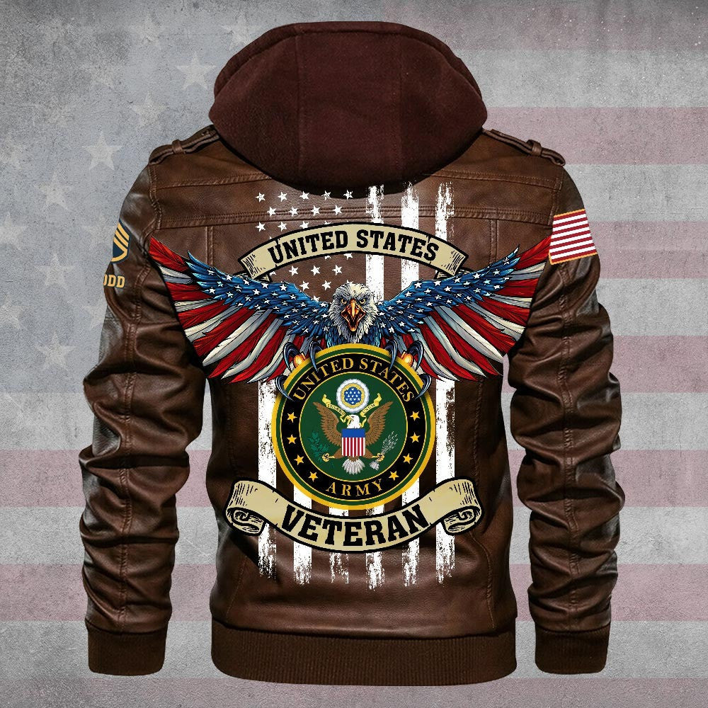 Premium Custom US Army Leather Jacket, Gifts For Army Veteran, Gifts On Father's Day, Veterans Day.