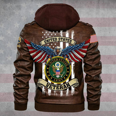 Premium Custom US Army Leather Jacket, Gifts For Army Veteran, Gifts On Father's Day, Veterans Day.