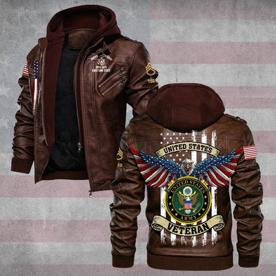 Premium Custom US Army Leather Jacket, Gifts For Army Veteran, Gifts On Father's Day, Veterans Day.
