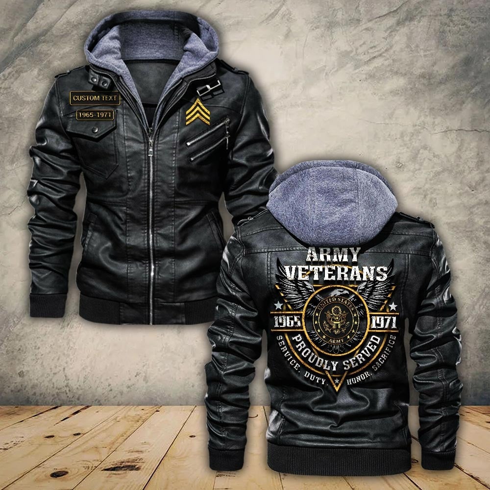 Premium Custom US Army Leather Jacket, Gifts For Army Veteran, Gifts On Father's Day, Veterans Day.