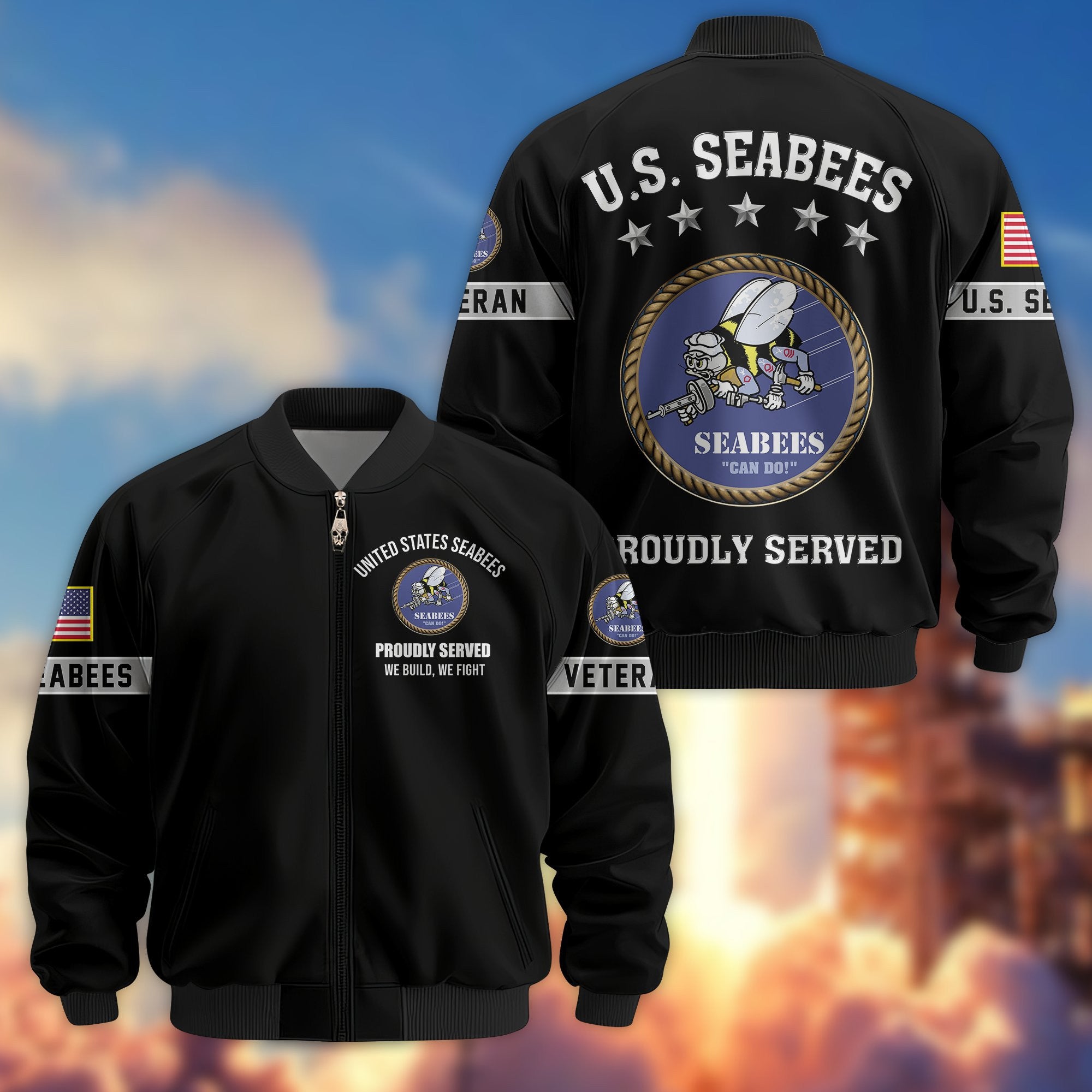 Premium US Veterans Bomber Jacket, Gifts For US Veterans, Gifts On Father's Day, Veterans Day.