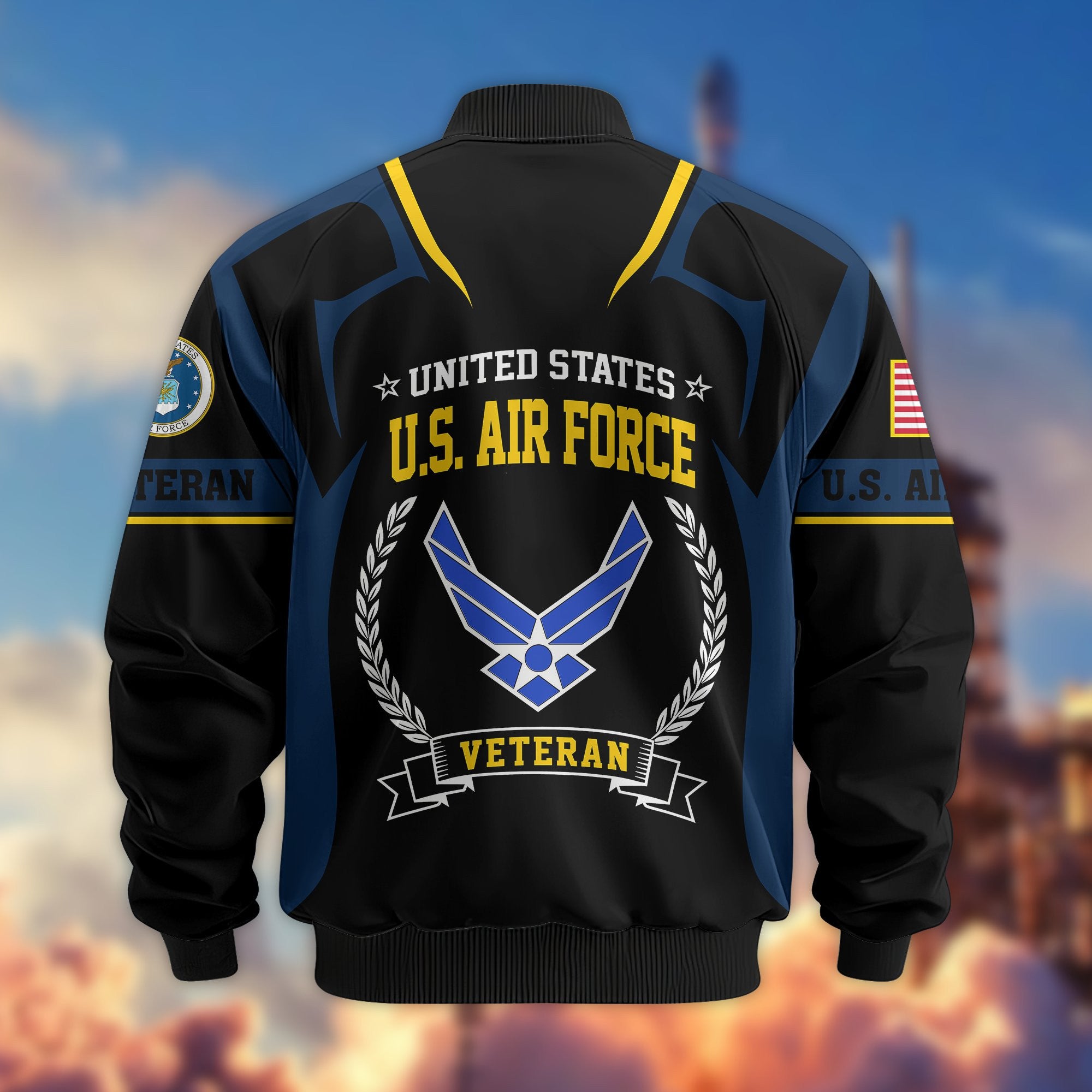 Premium US Veterans Bomber Jacket, Gifts For US Veterans, Gifts On Father's Day, Veterans Day.