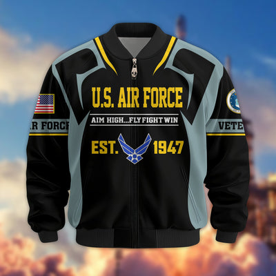 Premium US Veterans Bomber Jacket, Gifts For US Veterans, Gifts On Father's Day, Veterans Day.
