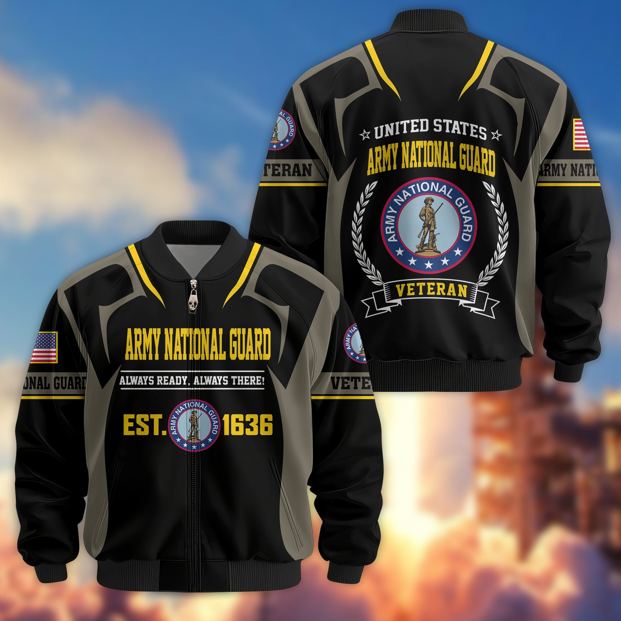 Premium US Veterans Bomber Jacket, Gifts For US Veterans, Gifts On Father's Day, Veterans Day.