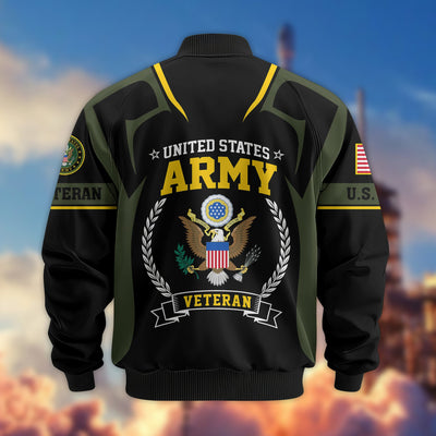 Premium US Veterans Bomber Jacket, Gifts For US Veterans, Gifts On Father's Day, Veterans Day.