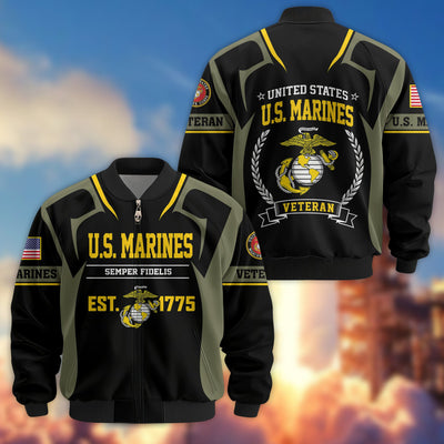 Premium US Veterans Bomber Jacket, Gifts For US Veterans, Gifts On Father's Day, Veterans Day.