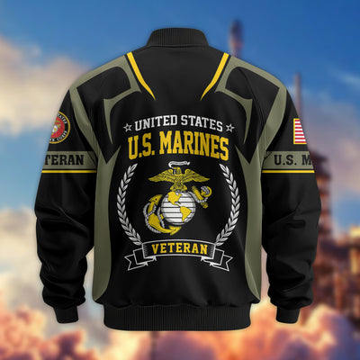 Premium US Veterans Bomber Jacket, Gifts For US Veterans, Gifts On Father's Day, Veterans Day.