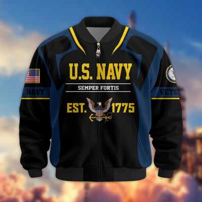Premium US Veterans Bomber Jacket, Gifts For US Veterans, Gifts On Father's Day, Veterans Day.