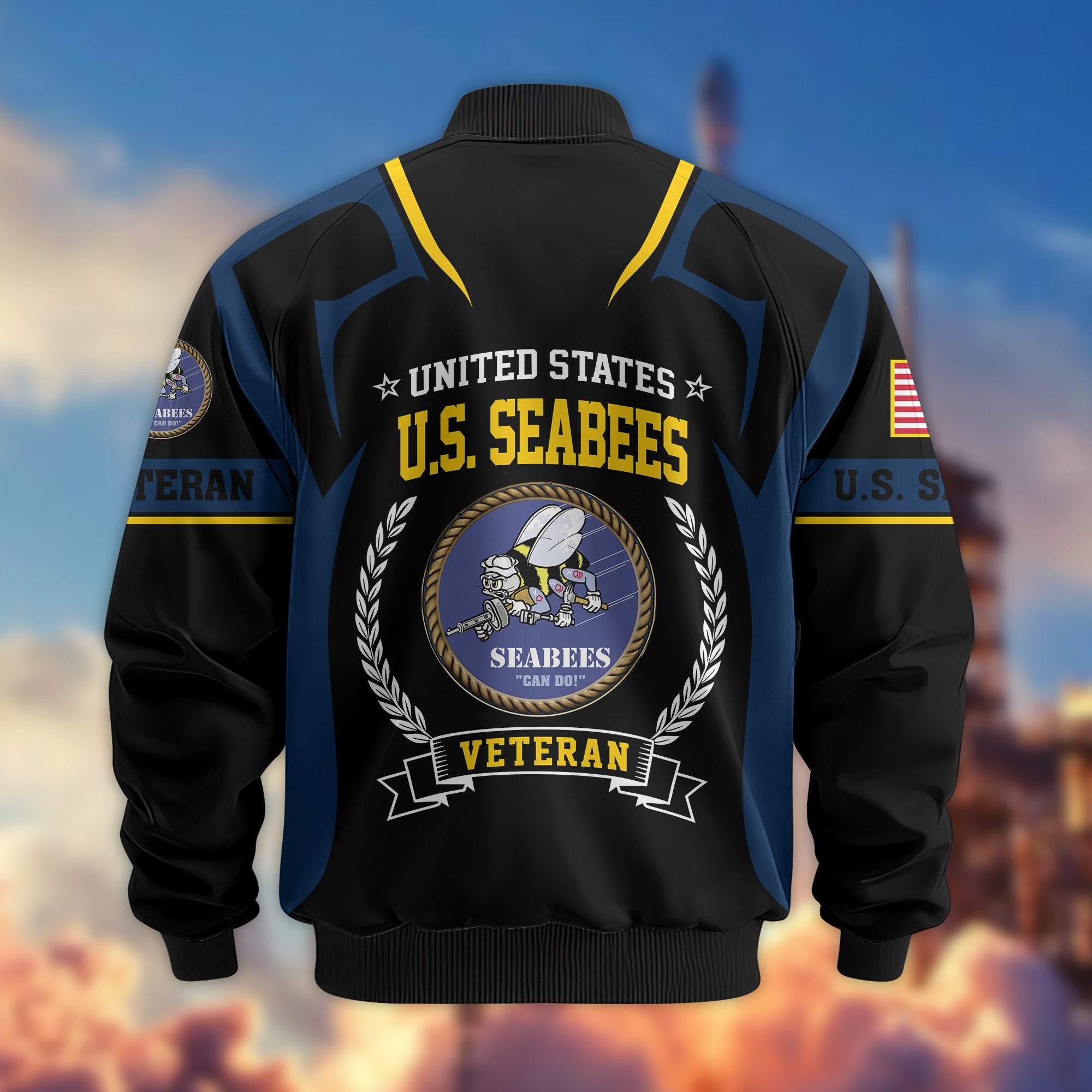 Premium US Veterans Bomber Jacket, Gifts For US Veterans, Gifts On Father's Day, Veterans Day.