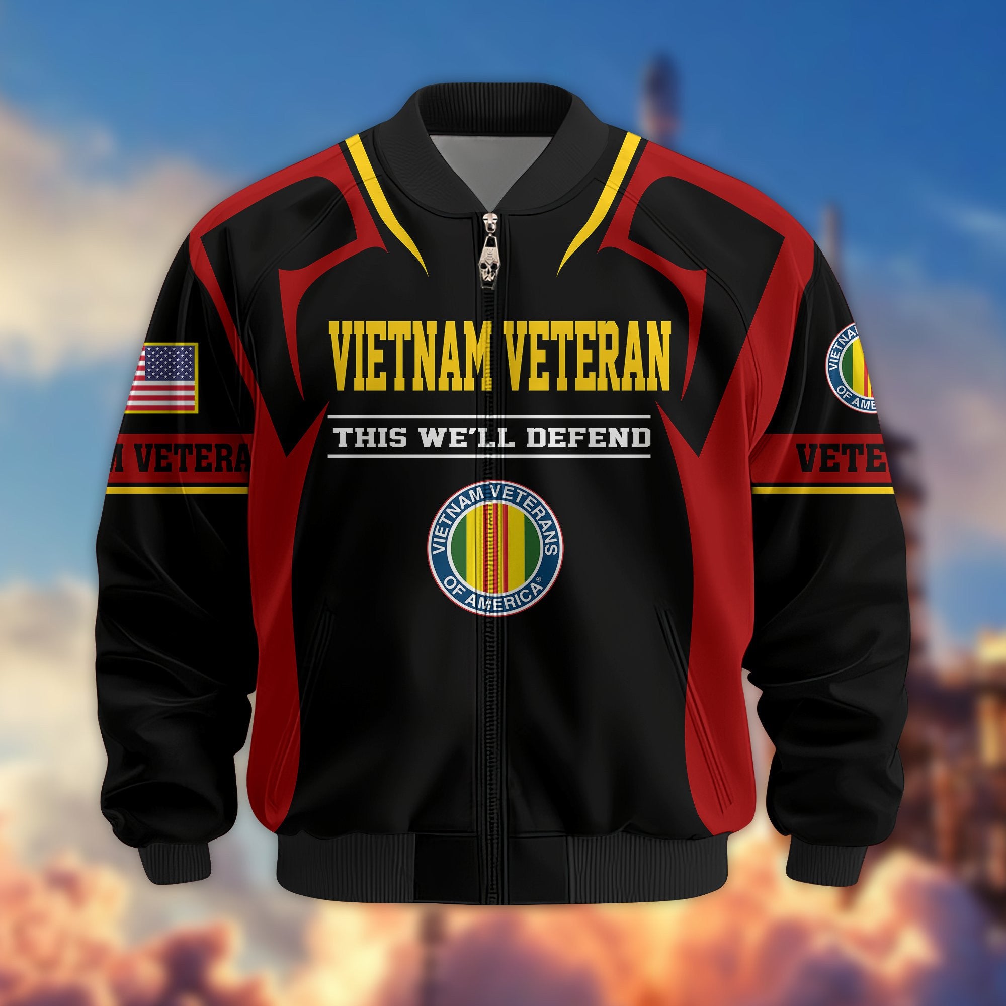 Premium US Veterans Bomber Jacket, Gifts For US Veterans, Gifts On Father's Day, Veterans Day.