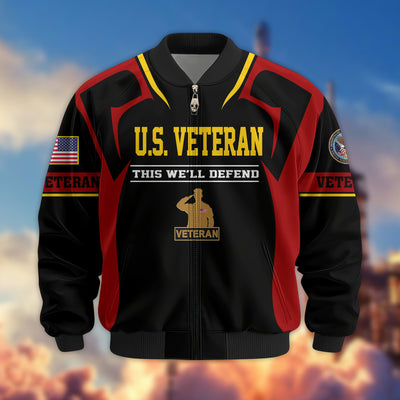 Premium US Veterans Bomber Jacket, Gifts For US Veterans, Gifts On Father's Day, Veterans Day.