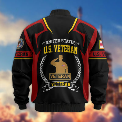 Premium US Veterans Bomber Jacket, Gifts For US Veterans, Gifts On Father's Day, Veterans Day.