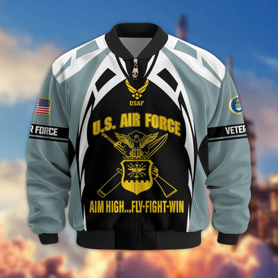 Premium US Veterans Bomber Jacket, Gifts For US Veterans, Gifts On Father's Day, Veterans Day.