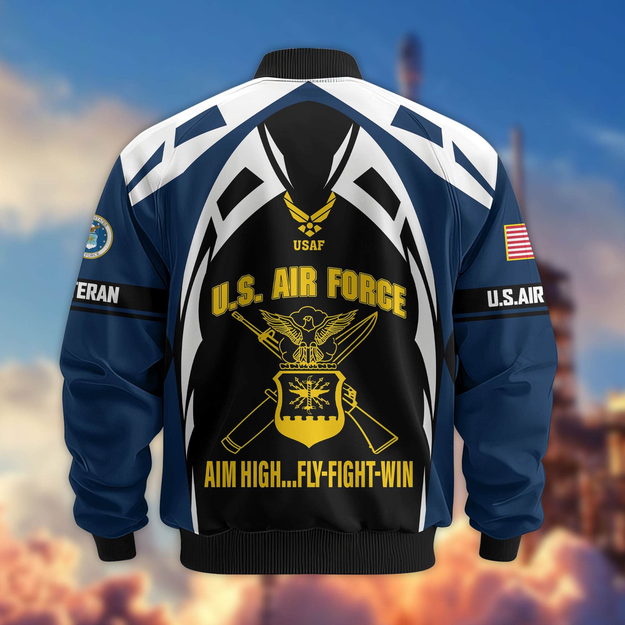 Premium US Veterans Bomber Jacket, Gifts For US Veterans, Gifts On Father's Day, Veterans Day.