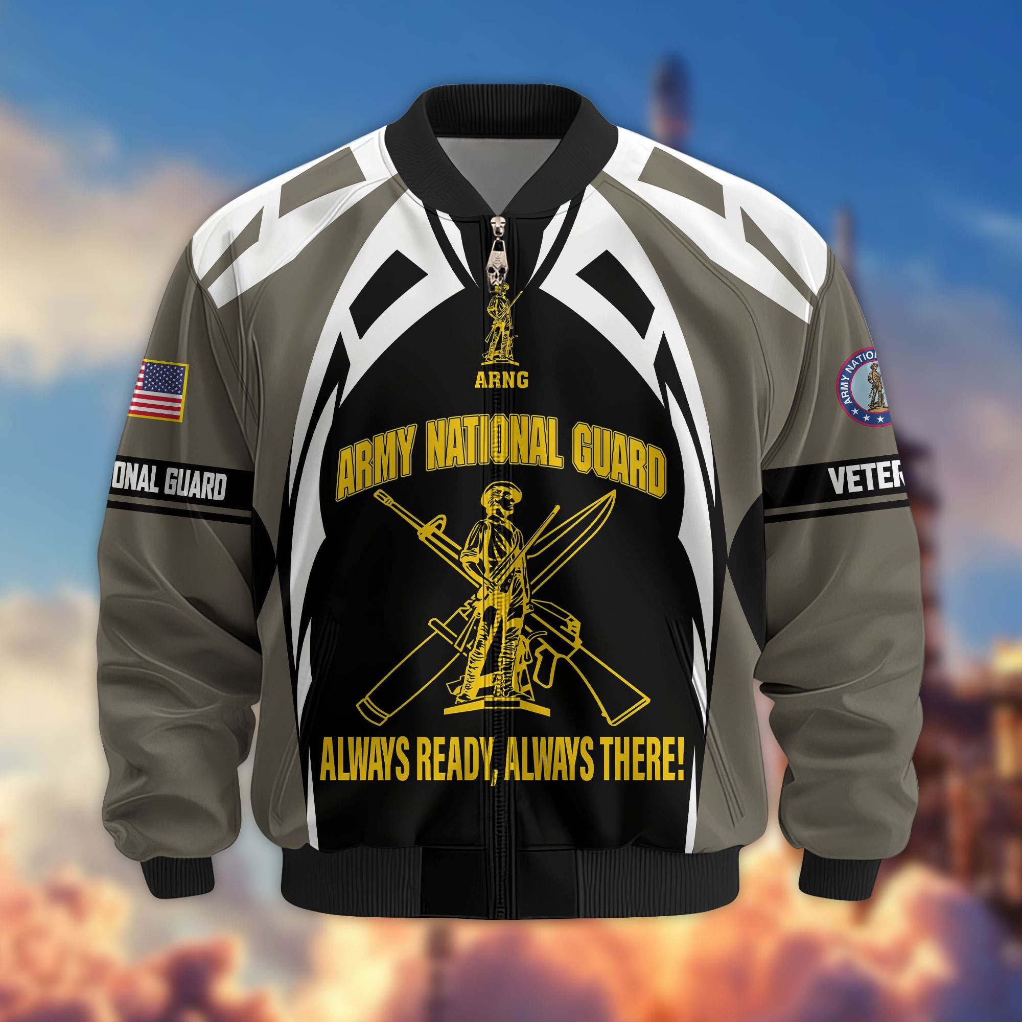 Premium US Veterans Bomber Jacket, Gifts For US Veterans, Gifts On Father's Day, Veterans Day.