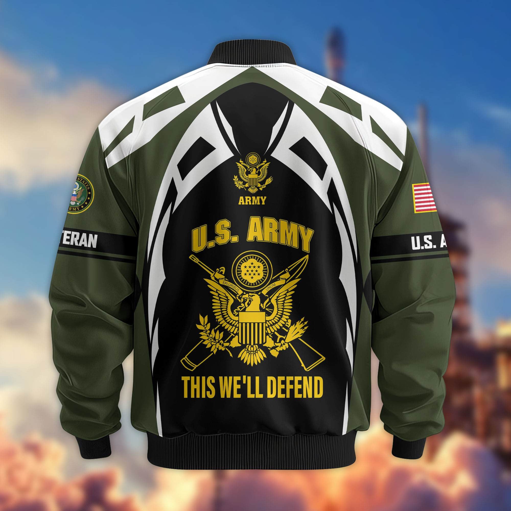 Premium US Veterans Bomber Jacket, Gifts For US Veterans, Gifts On Father's Day, Veterans Day.