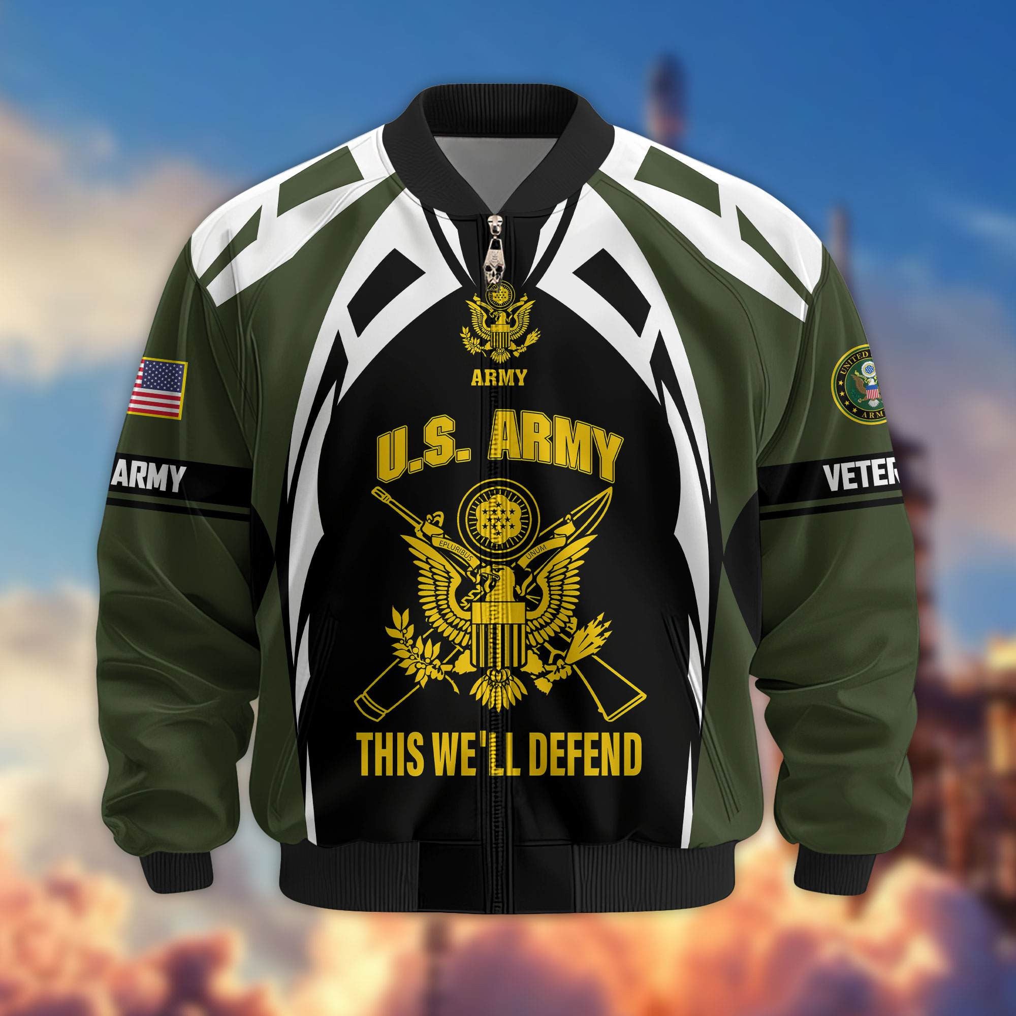 Premium US Veterans Bomber Jacket, Gifts For US Veterans, Gifts On Father's Day, Veterans Day.