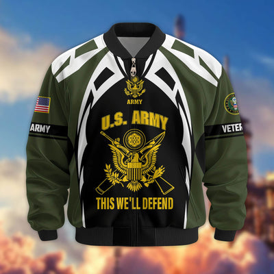 Premium US Veterans Bomber Jacket, Gifts For US Veterans, Gifts On Father's Day, Veterans Day.