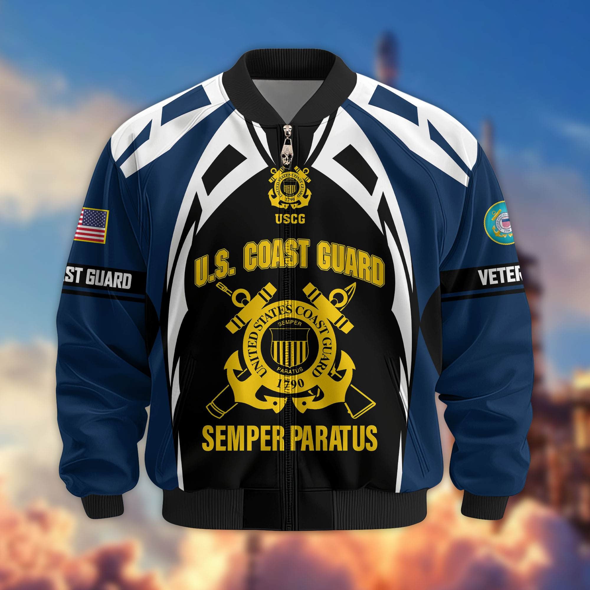 Premium US Veterans Bomber Jacket, Gifts For US Veterans, Gifts On Father's Day, Veterans Day.