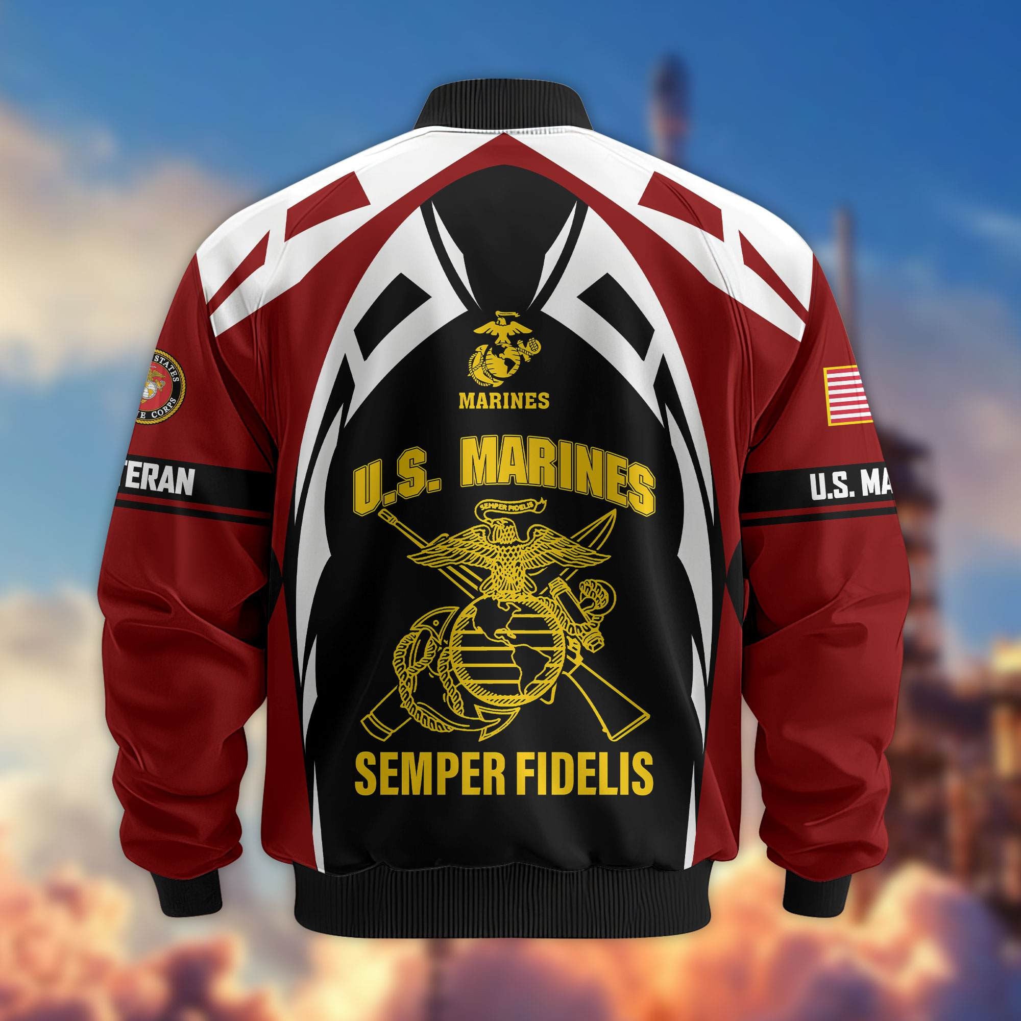 Premium US Veterans Bomber Jacket, Gifts For US Veterans, Gifts On Father's Day, Veterans Day.