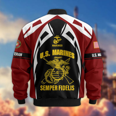 Premium US Veterans Bomber Jacket, Gifts For US Veterans, Gifts On Father's Day, Veterans Day.