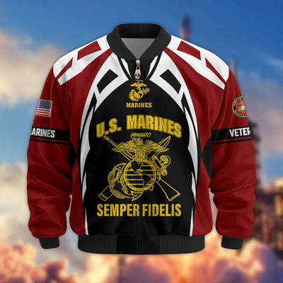 Premium US Veterans Bomber Jacket, Gifts For US Veterans, Gifts On Father's Day, Veterans Day.