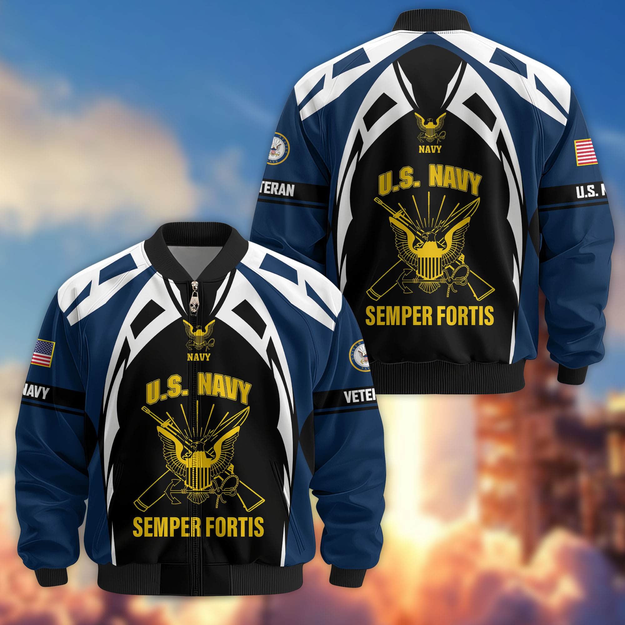 Premium US Veterans Bomber Jacket, Gifts For US Veterans, Gifts On Father's Day, Veterans Day.