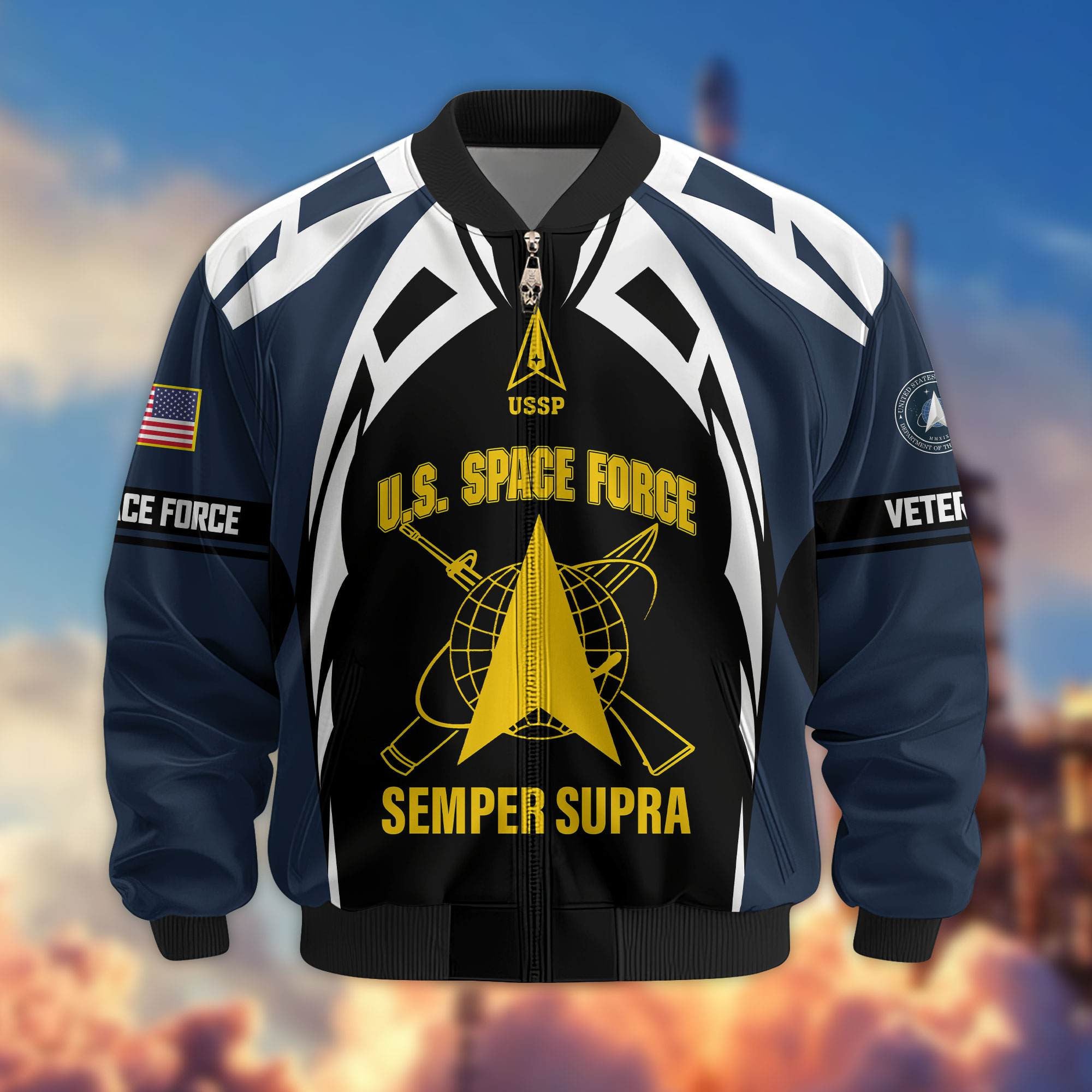 Premium US Veterans Bomber Jacket, Gifts For US Veterans, Gifts On Father's Day, Veterans Day.
