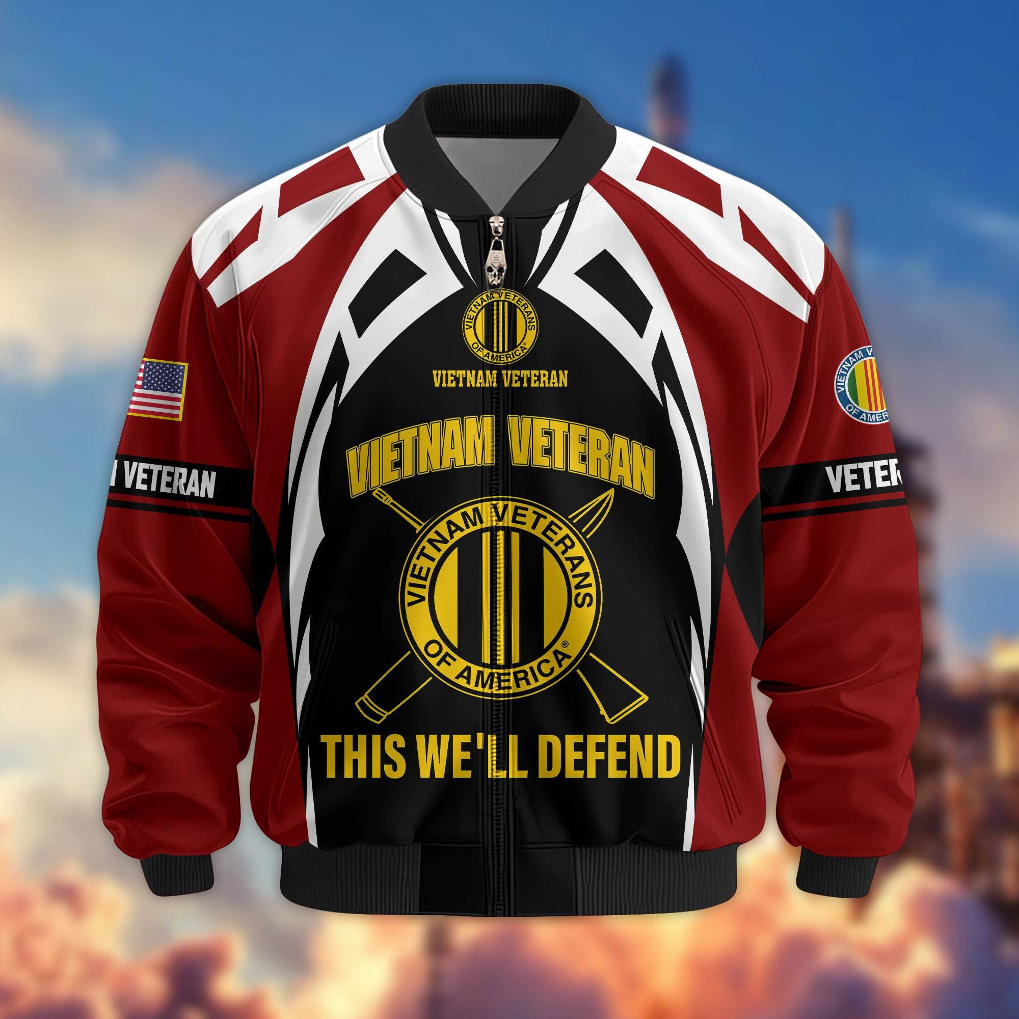 Premium US Veterans Bomber Jacket, Gifts For US Veterans, Gifts On Father's Day, Veterans Day.