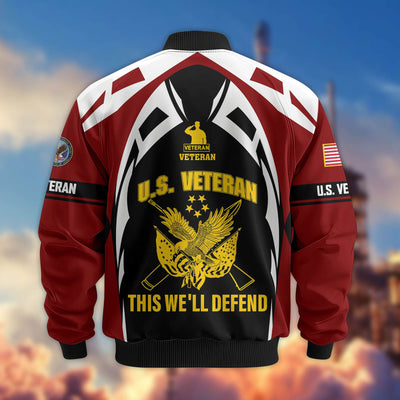Premium US Veterans Bomber Jacket, Gifts For US Veterans, Gifts On Father's Day, Veterans Day.