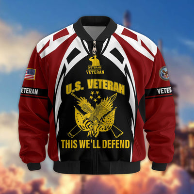 Premium US Veterans Bomber Jacket, Gifts For US Veterans, Gifts On Father's Day, Veterans Day.