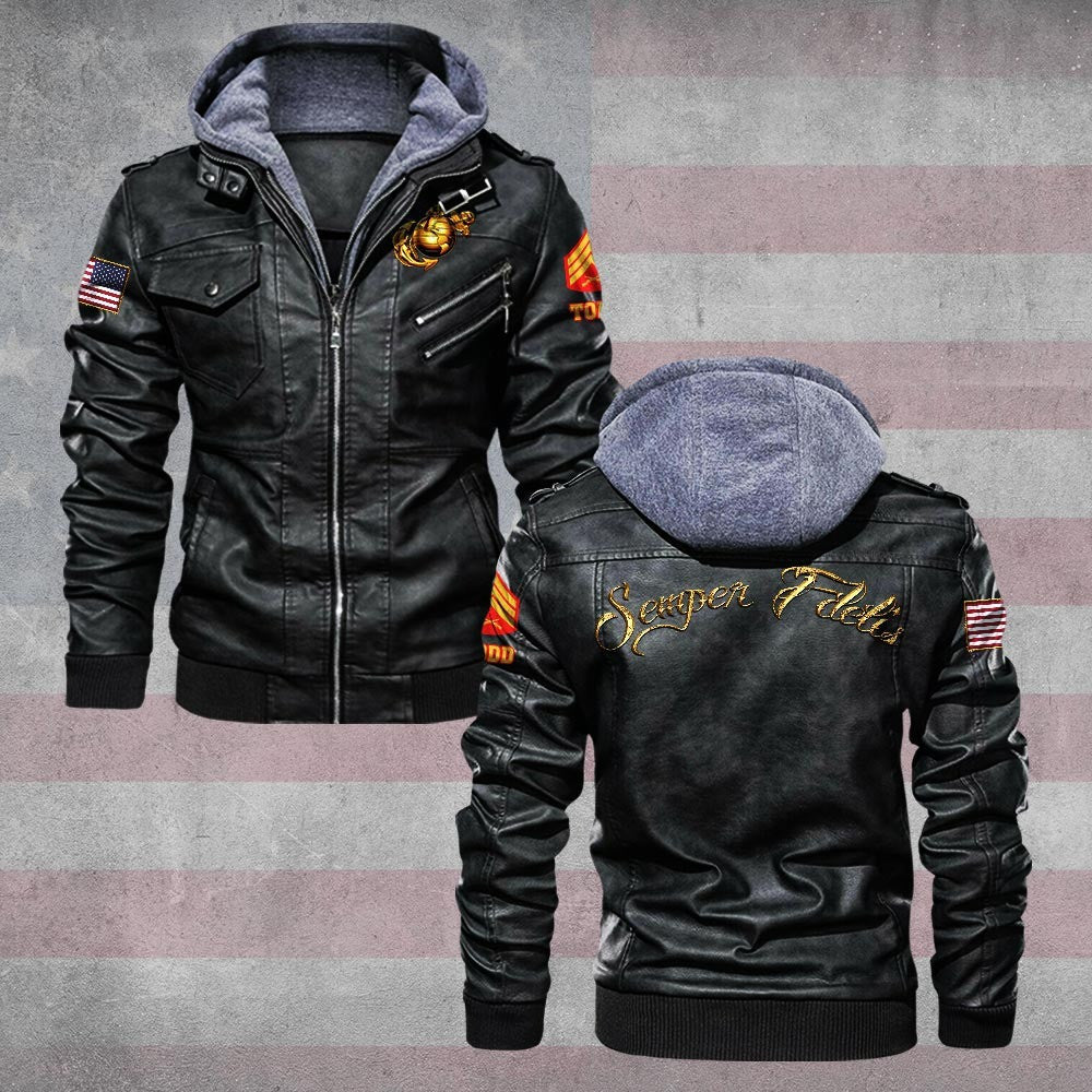 Premium Custom USMC Leather Jacket, Gifts For Marine Veteran, Gifts On Father's Day, Veterans Day.