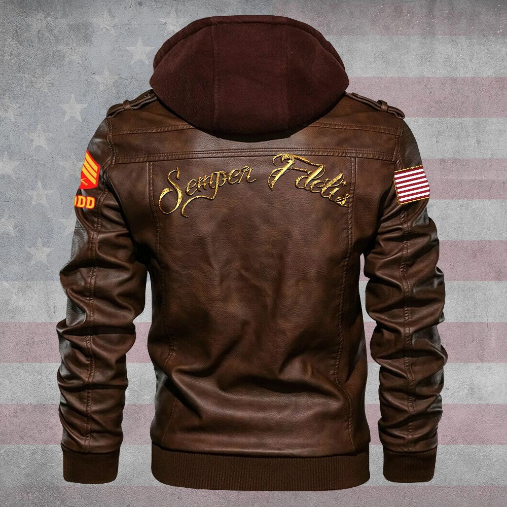 Premium Custom USMC Leather Jacket, Gifts For Marine Veteran, Gifts On Father's Day, Veterans Day.