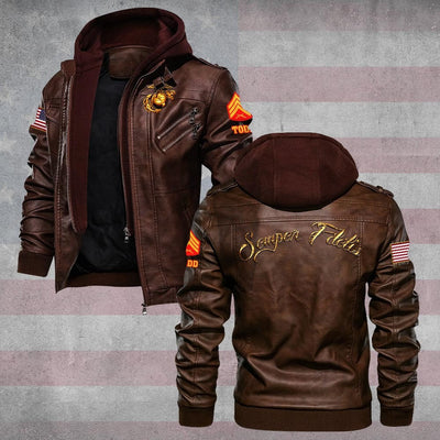 Premium Custom USMC Leather Jacket, Gifts For Marine Veteran, Gifts On Father's Day, Veterans Day.