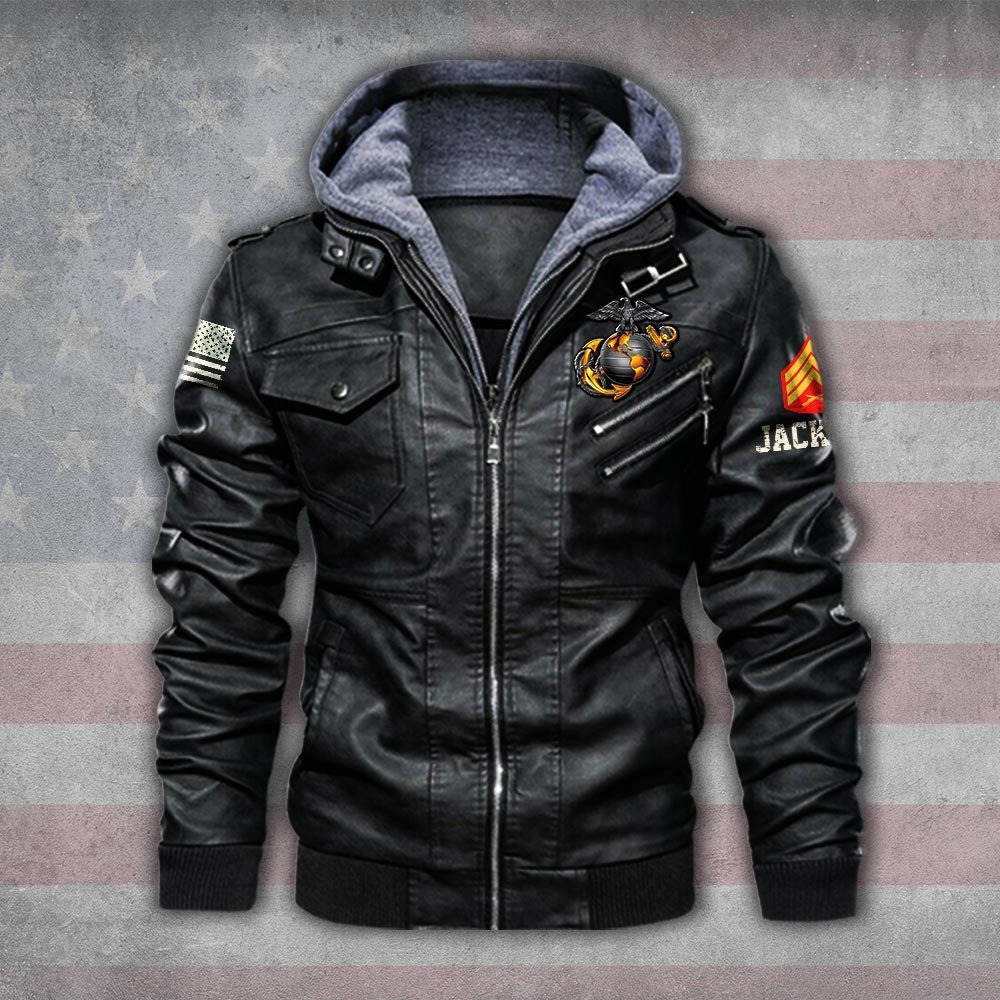 Premium Custom USMC Leather Jacket, Gifts For Marine Veteran, Gifts On Father's Day, Veterans Day.
