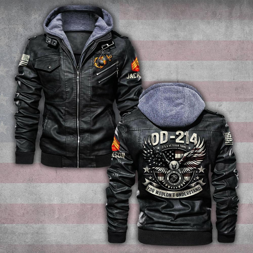 Premium Custom USMC Leather Jacket, Gifts For Marine Veteran, Gifts On Father's Day, Veterans Day.