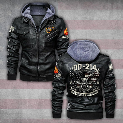Premium Custom USMC Leather Jacket, Gifts For Marine Veteran, Gifts On Father's Day, Veterans Day.