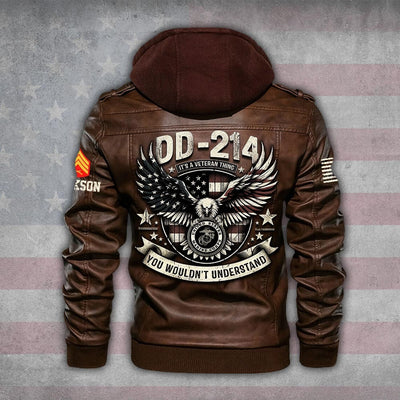 Premium Custom USMC Leather Jacket, Gifts For Marine Veteran, Gifts On Father's Day, Veterans Day.