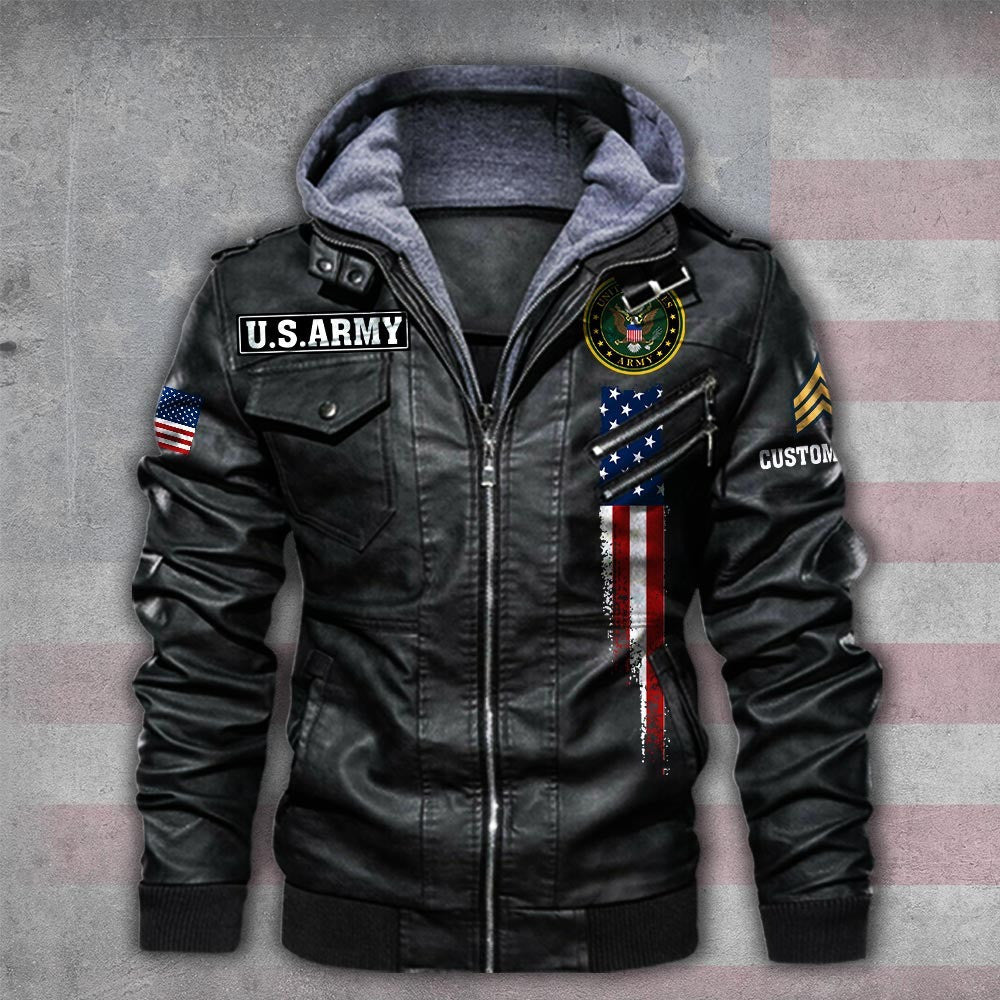 Premium Custom US Army Leather Jacket, Gifts For Army Veteran, Gifts On Father's Day, Veterans Day.