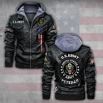 Premium Custom US Army Leather Jacket, Gifts For Army Veteran, Gifts On Father's Day, Veterans Day.