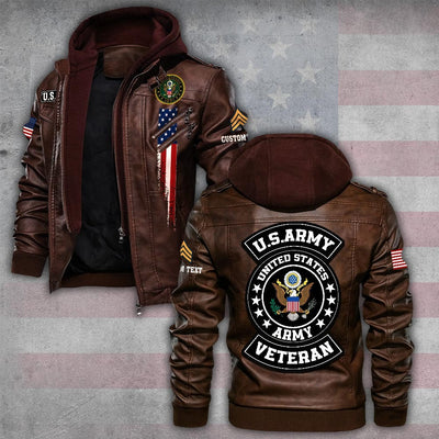 Premium Custom US Army Leather Jacket, Gifts For Army Veteran, Gifts On Father's Day, Veterans Day.