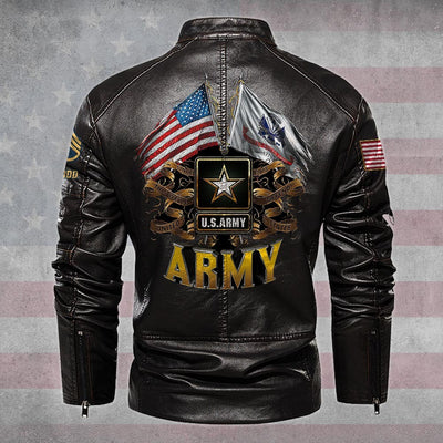 Premium Personalized US Army Veteran Leather Jacket, Gifts For Army Veteran, Gifts On Father's Day, Veterans Day.