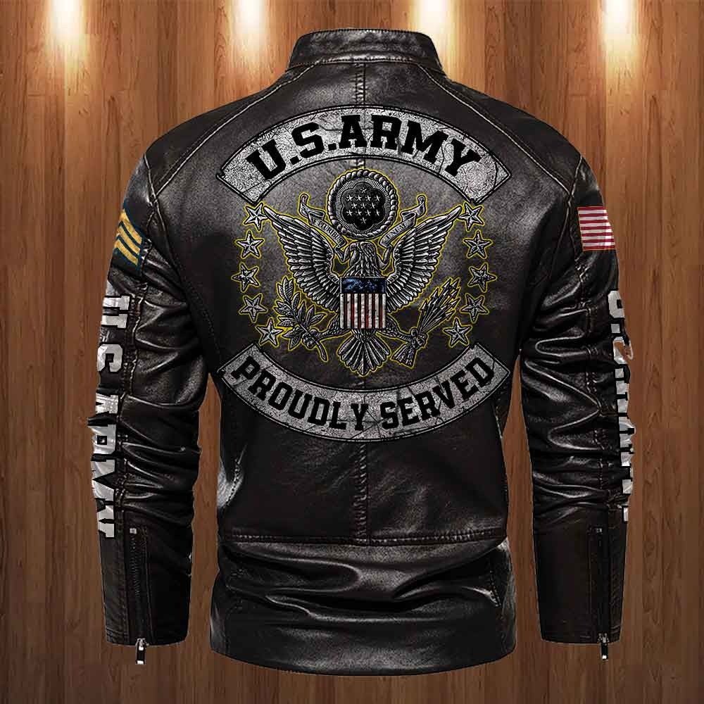 Premium Personalized US Army Veteran Leather Jacket, Gifts For Army Veteran, Gifts On Father's Day, Veterans Day.