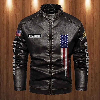 Premium Personalized US Army Veteran Leather Jacket, Gifts For Army Veteran, Gifts On Father's Day, Veterans Day.