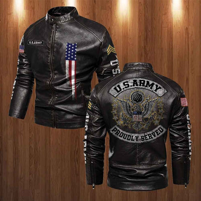 Premium Personalized US Army Veteran Leather Jacket, Gifts For Army Veteran, Gifts On Father's Day, Veterans Day.
