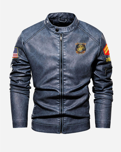 Premium Personalized USMC Veteran Leather Jacket, Gifts For Marine Veteran, Gifts On Father's Day, Veterans Day.