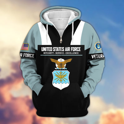 Premium US Veterans Zip Hoodie, Gifts For US Veterans, Gifts On Father's Day, Veterans Day.