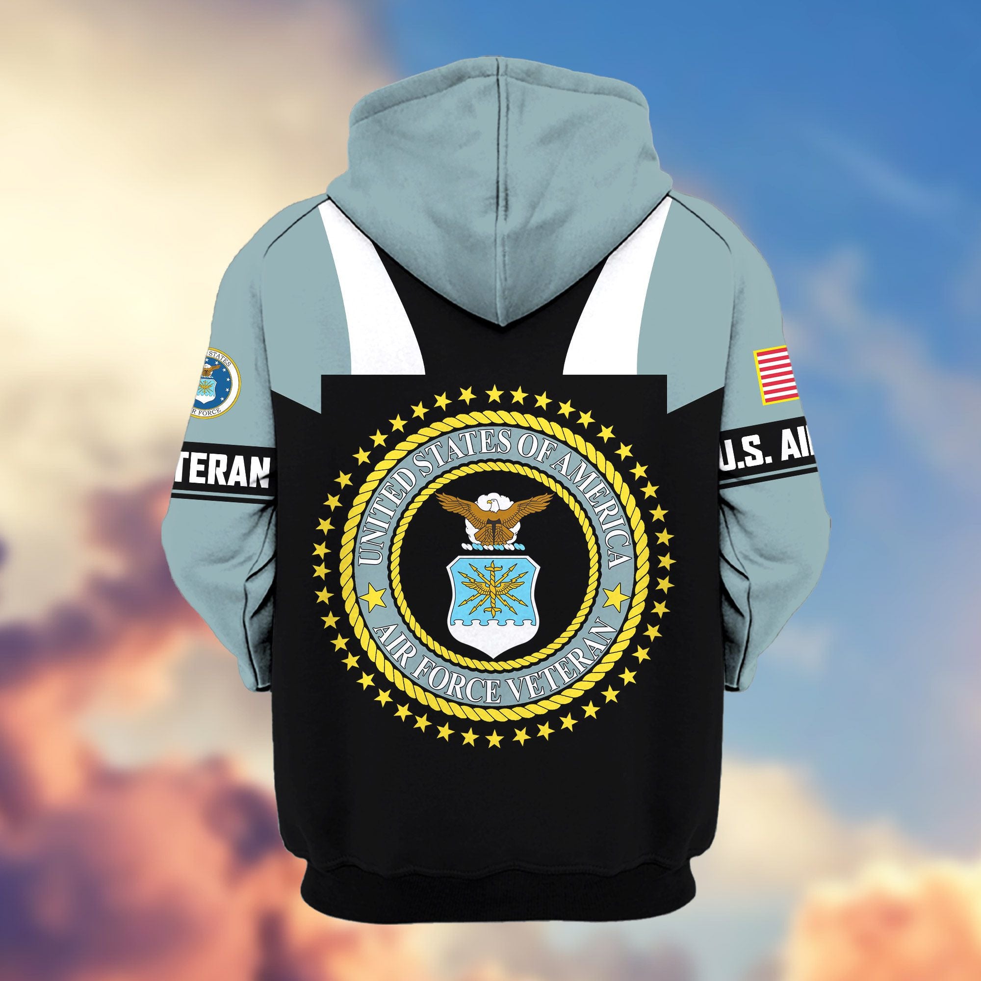 Premium US Veterans Zip Hoodie, Gifts For US Veterans, Gifts On Father's Day, Veterans Day.