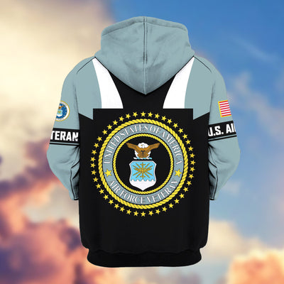 Premium US Veterans Zip Hoodie, Gifts For US Veterans, Gifts On Father's Day, Veterans Day.